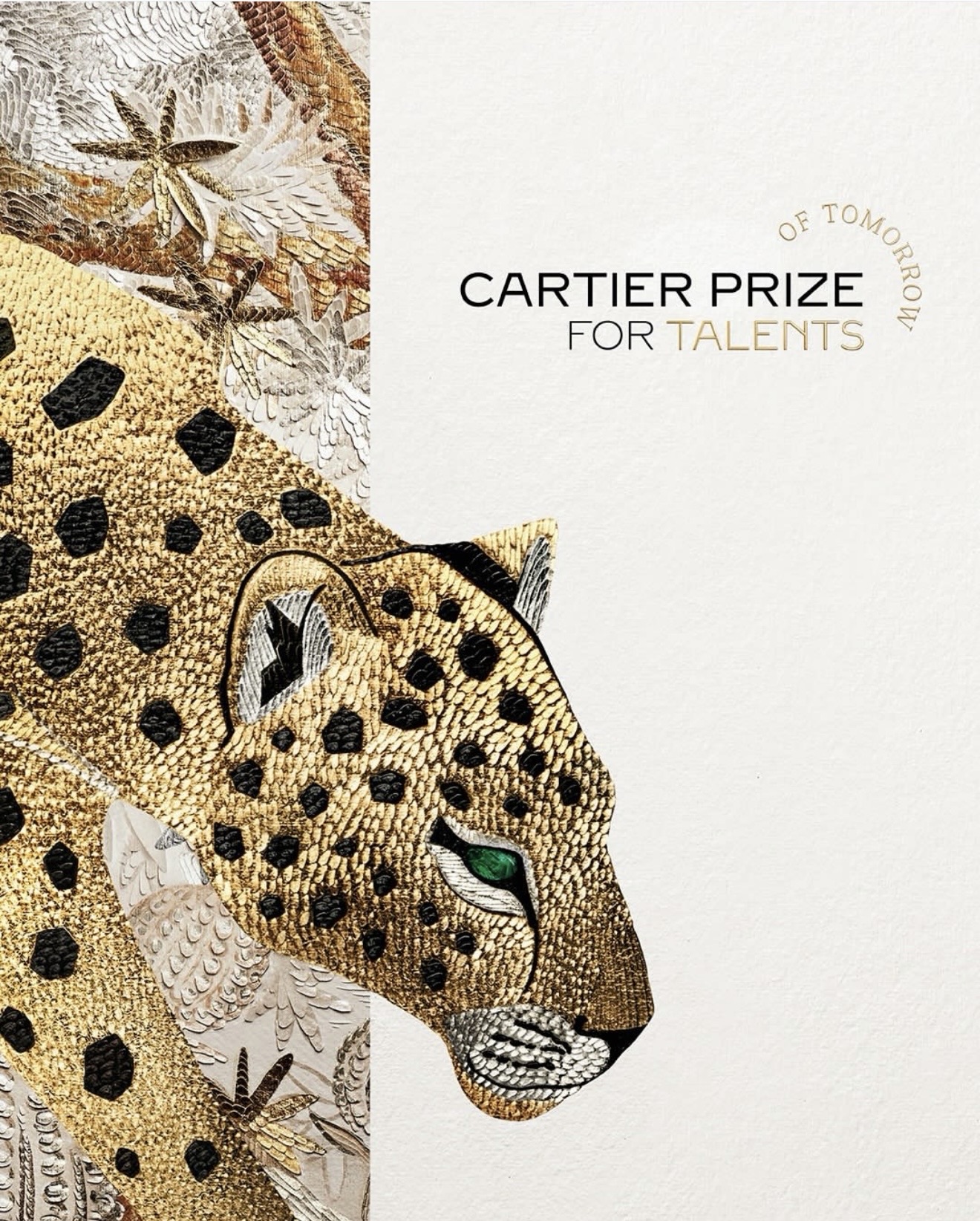 Cartier Prize for Talents of Tomorrow key visual: a gold-embroidered leopard with an emerald eye