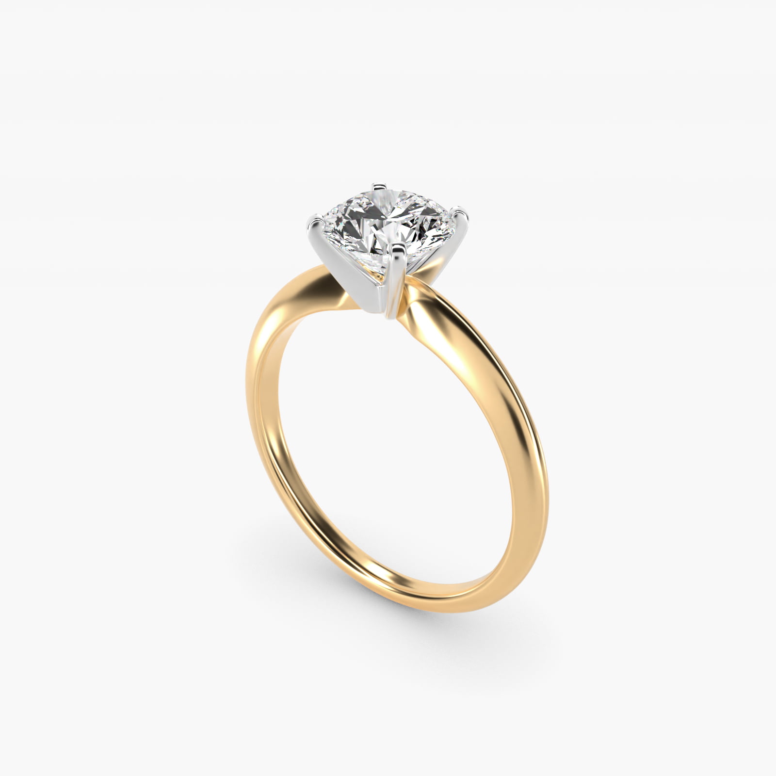 Classic four-prong solitaire engagement ring in 14K yellow gold with a round diamond